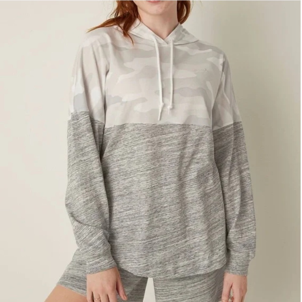 Pink Victoria Secret Grey and White Long Sleeve size small